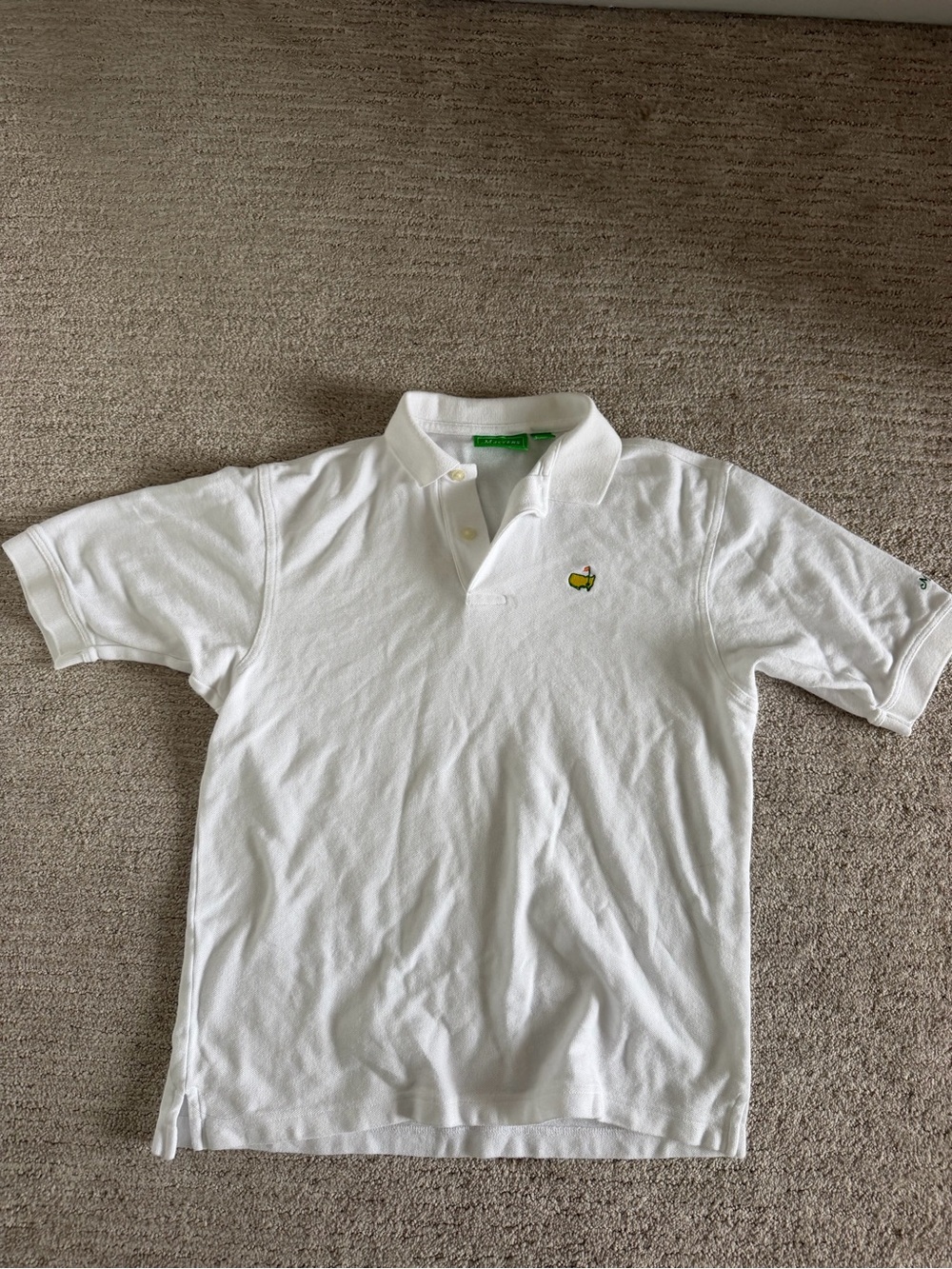 Boys Official Masters Golf White Polo Shirt with Green Logo 12/14